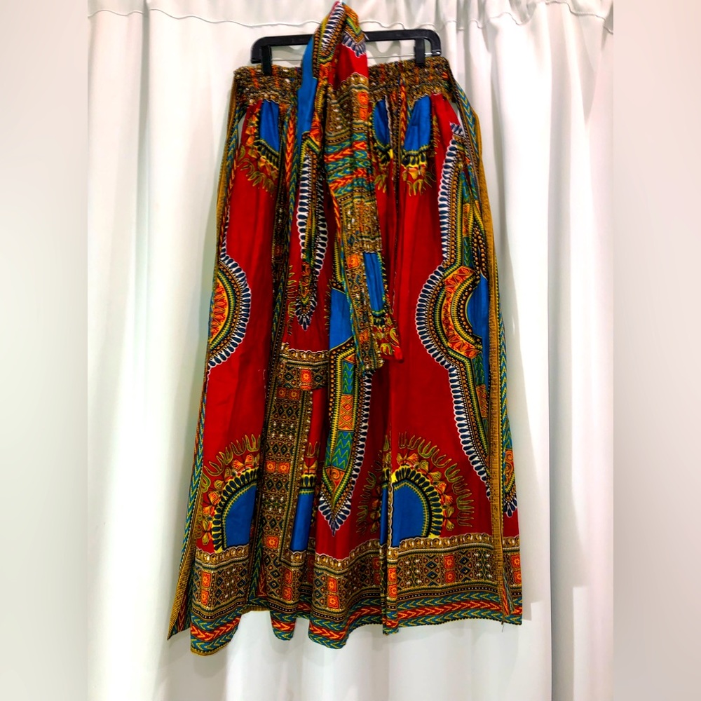 Plus Size Tribal Print Maxi Skirt & Scarf